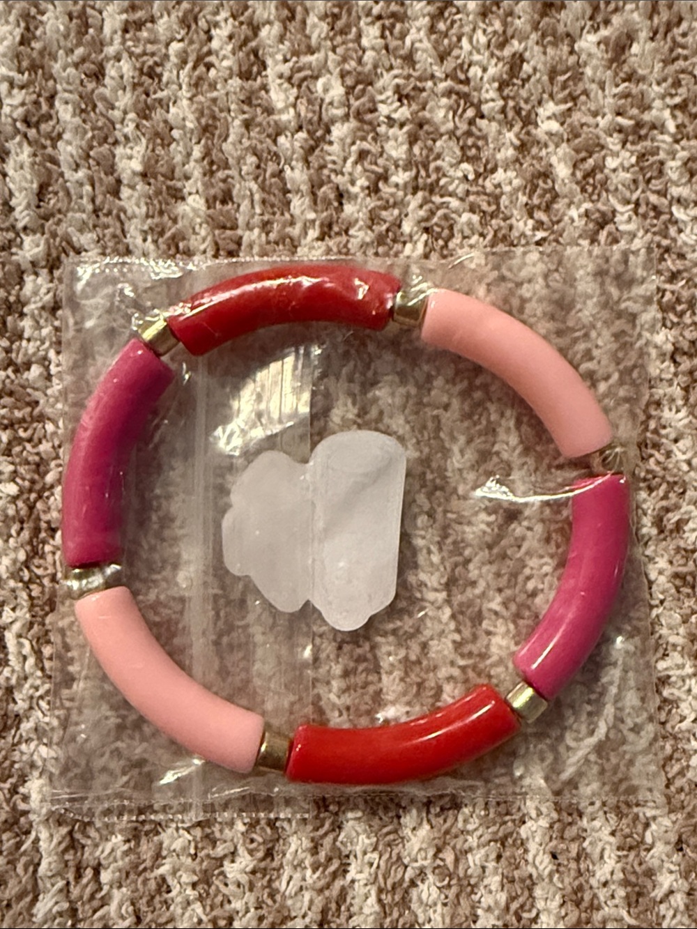 Colorblock Pink & Red Tube Bead Bracelet - Women Jewelry